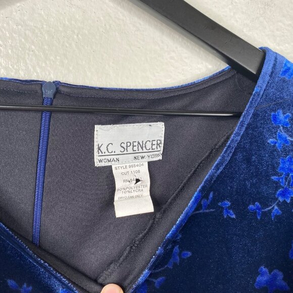 K C Spencer Women's Velvet Floral Whimsigoth Dark Fairy Dress Blue Size 18W - Picture 3 of 10